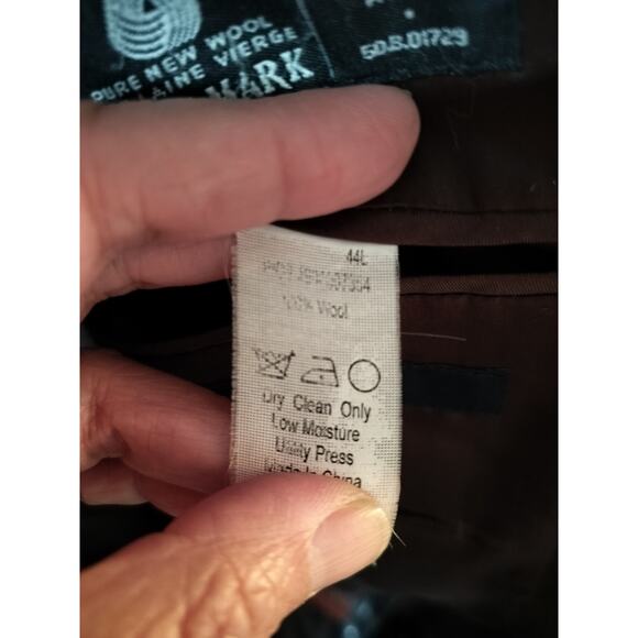 M607)IZOD Pure wool Woolmark Brown 
Herringbone Two button Blazer Sport Coat 44L - Picture 12 of 12